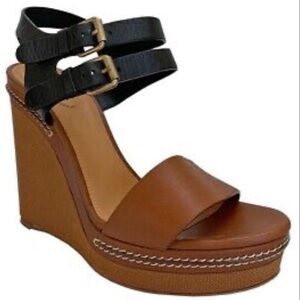 Chloe Two-Toned Leather Platform Wedge Sandal